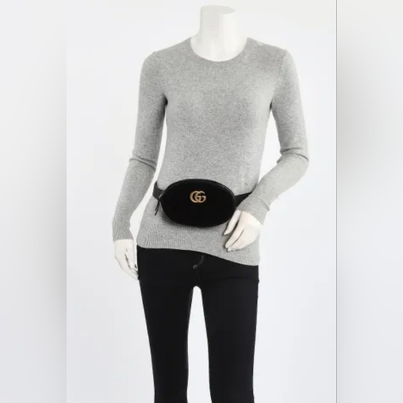 Gucci Quilted Velvet GG Marmont Belt Bag Size 75/30 - Picture 2 of 11